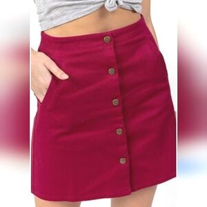 HARPER HERITAGE Maroon Mini skirt gold buttons front. Size small